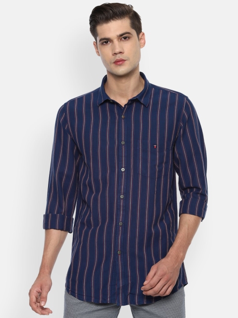 Louis Philippe Sport Men Navy Blue Slim Fit Multi Striped Casual Shirt