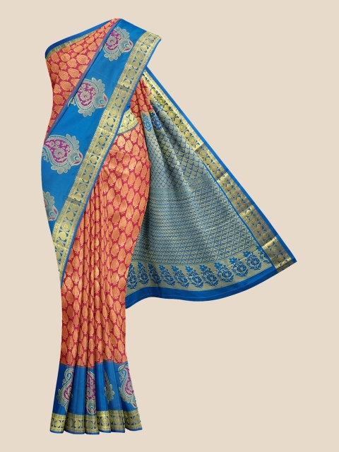 Kalamandir Women Pink & Blue Woven Design Zari Silk Blend Kanjeevaram Saree
Kalamandir Women Pink & Blue Woven Design Zari Silk Blend Kanjeevaram Saree