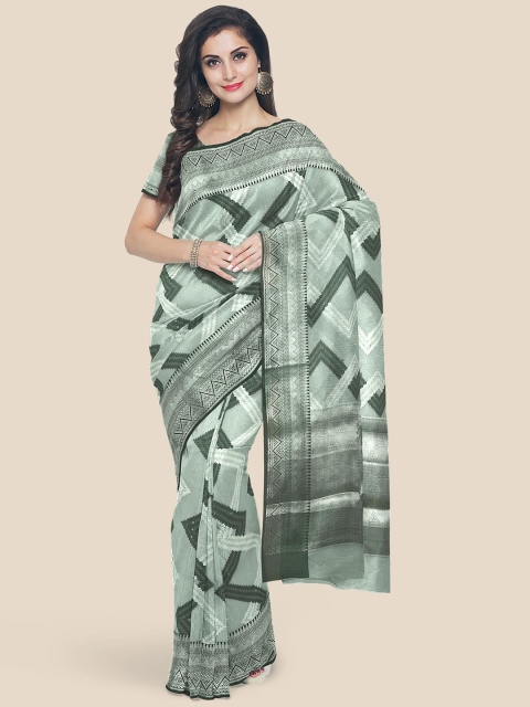 Kalamandir Sea Green Chanderi Cotton Blend Saree