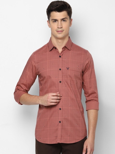 Allen Solly Men Brown Slim Fit Checked Casual Shirt