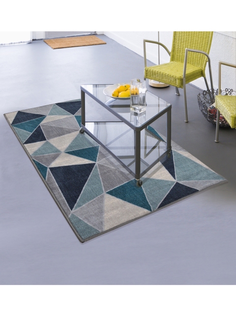 RUGSMITH Green & Blue Geometric Pattern Confetti Anti-Skid Carpet