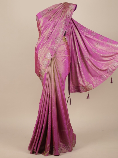 Pothys Lavender Sequinned Jute Silk Saree