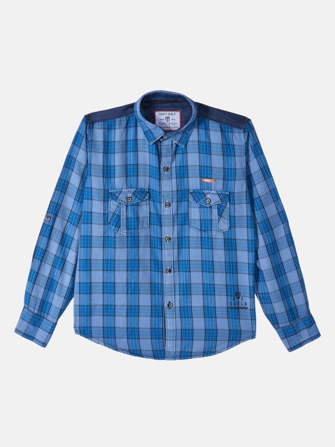 Monte Carlo Boys Blue Buffalo Checks Checked Casual Shirt