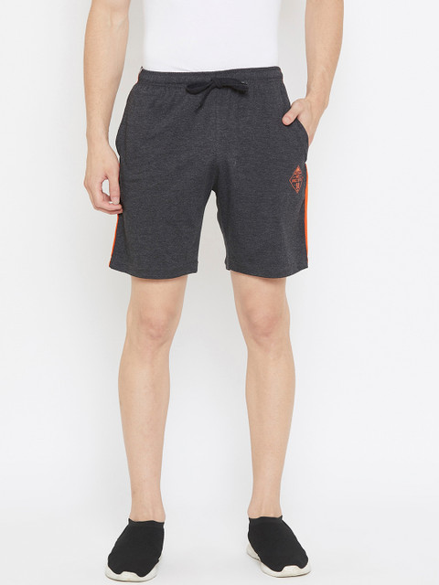 Duke Men Charcoal Grey Solid Cotton High-Rise Shorts with Printed & Side Striped Detail
Duke Men Charcoal Grey Solid Cotton High-Rise Shorts with Printed & Side Striped Detail