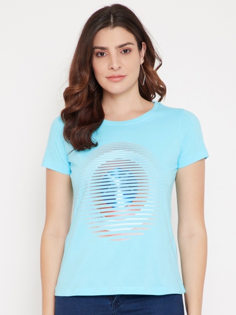 Marvel by Wear Your Mind Women Blue Printed T-shirt