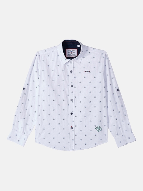 Monte Carlo Boys White Micro Ditsy Printed Casual Shirt