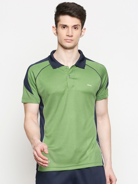Black Panther Men Green Polo Collar Applique T-shirt