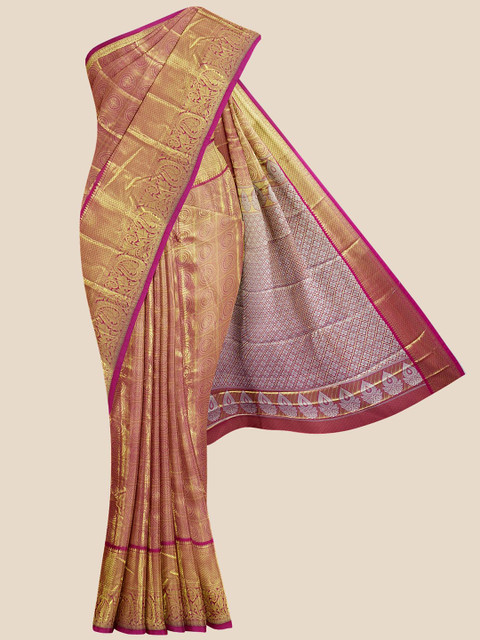 KLM Fashion Mall Pink & Gold-Coloured Woven Design Zari Silk Blend Kanjeevaram Saree
KLM Fashion Mall Pink & Gold-Coloured Woven Design Zari Silk Blend Kanjeevaram Saree