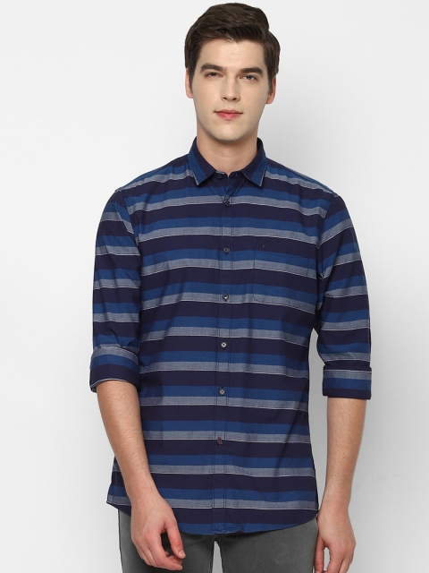 Solly Jeans Co Men Navy Blue Multi Stripes Striped Casual Shirt