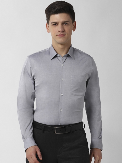 Peter England Men Grey Slim Fit Pure Cotton Formal Shirt
