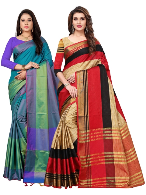 KALINI Pack of 2 Art Silk Saree, Multi