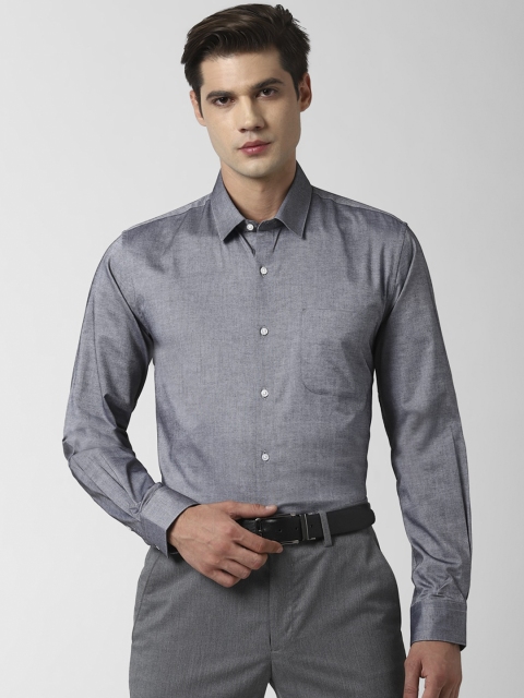 Peter England Men Grey Slim Fit Cotton Formal Shirt