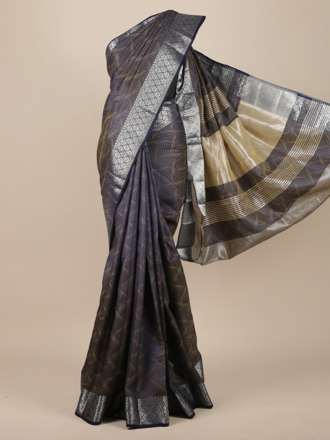 Pothys Navy Blue Zari Jute Silk Saree
