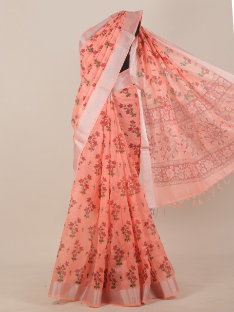 Pothys Peach-coloured Floral Saree