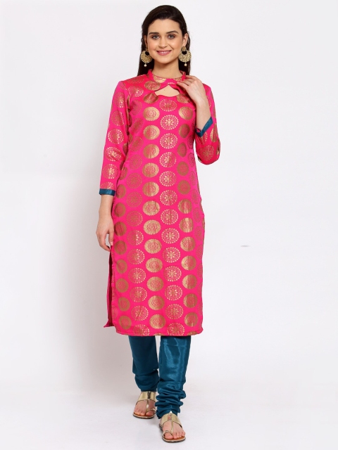Me Lady Fashion Pink & Blue Unstitched Dress Material