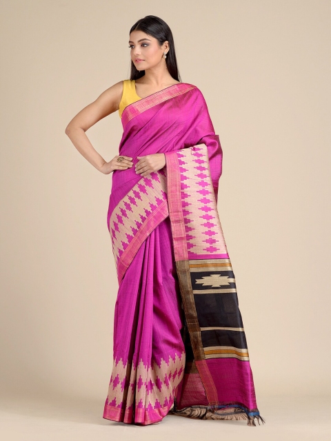 Mitera Magenta Silk Blend Dupion Silk HandWoven Saree
