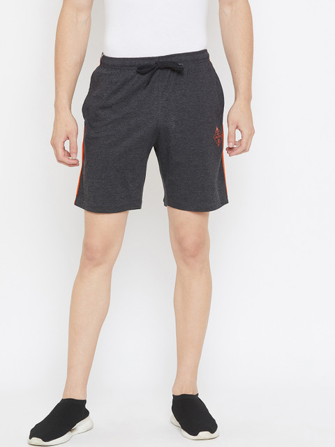 Duke Men Charcoal Grey Solid Cotton High-Rise Shorts with Striped & Side Taping Detail
Duke Men Charcoal Grey Solid Cotton High-Rise Shorts with Striped & Side Taping Detail