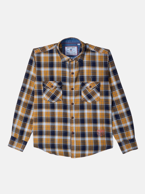 Monte Carlo Boys Yellow Checked Casual Shirt