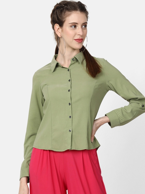 V2 Value & Variety Women Green Shirt Style Top
