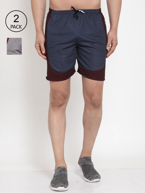 KLOTTHE Men Set of 2 Multicoloured Solid Regular Fit Sports Shorts, Multi 
KLOTTHE Men Set of 2 Multicoloured Solid Regular Fit Sports Shorts, Multi