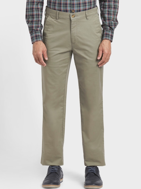 ColorPlus Men Olive Green Tapered Fit Regular Trousers