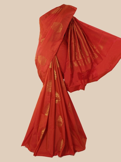 Pothys Orange Woven Design Silk Cotton Saree
