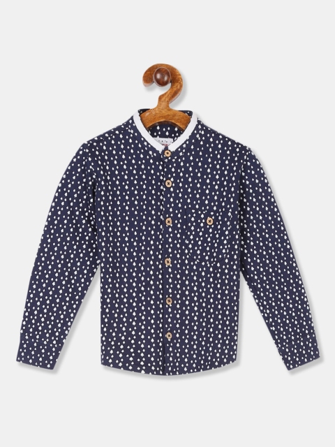 Donuts Boys Blue Printed Casual Shirt