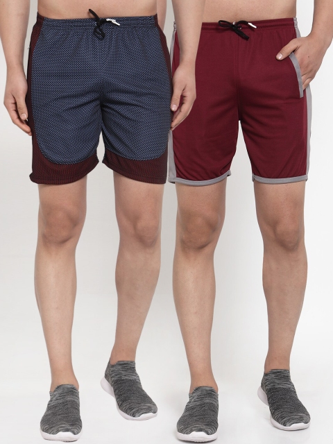 KLOTTHE Pack of 2 Men Mid-Rise Sports Shorts, Multi