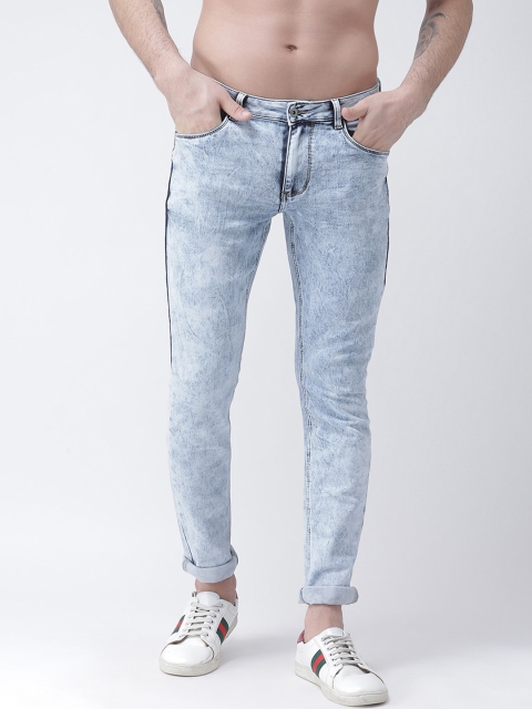Rex Straut Jeans Men Blue Slim Fit Heavy Fade Stretchable Jeans