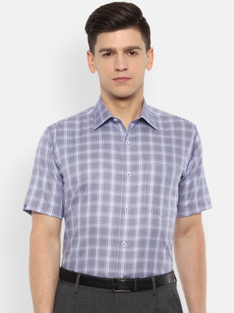 Van Heusen Men Blue Checked Casual Shirt