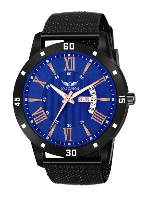 LOIS CARON Men Blue Dial & Black Straps Analogue Multi Function Watch MLC-8226