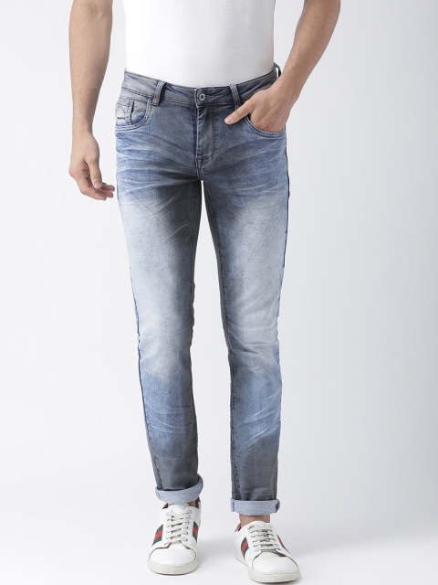Rex Straut Jeans Men Blue Slim Fit Heavy Fade Jeans