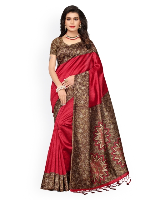 KALINI Red Ethnic Motifs Poly Silk Saree