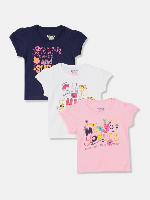Donuts Girls Typography 3 Printed Puff Sleeves Cotton Pure Cotton T-shirts, Navy blue
Donuts Girls Typography 3 Printed Puff Sleeves Cotton Pure Cotton T-shirts, Navy blue
