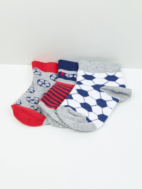 max Boys Pack Of 3 Patterned Ankle-Length Socks, Multi