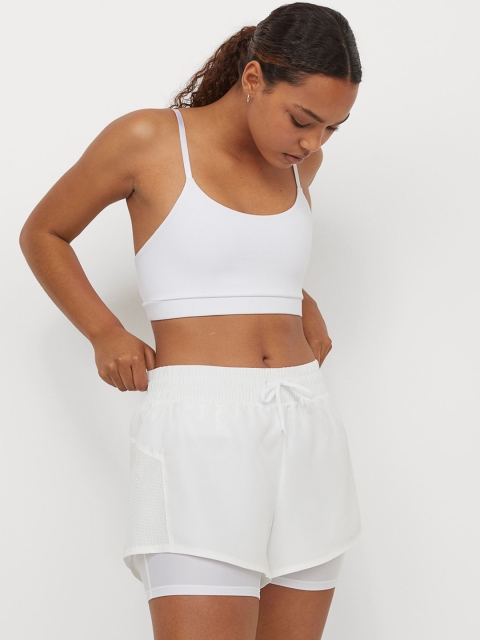 H&M Women White Solid Double-Layered Sports Shorts