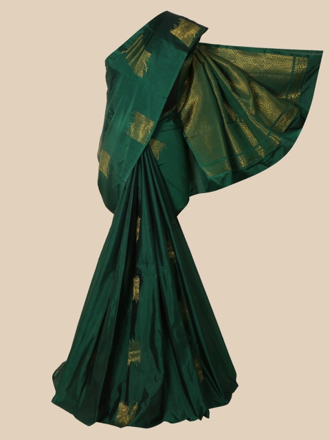 Pothys Green & Gold-Toned Ethnic Motifs Zari Silk Cotton Saree