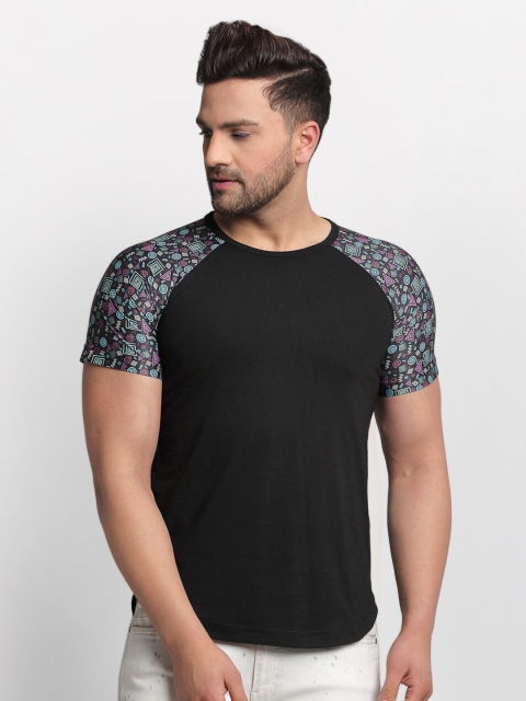 Rigo Men Black Cotton Slim Fit T-shirt