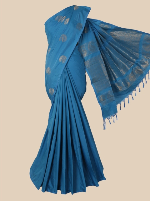 Pothys Blue Paisley Zari Silk Cotton Saree