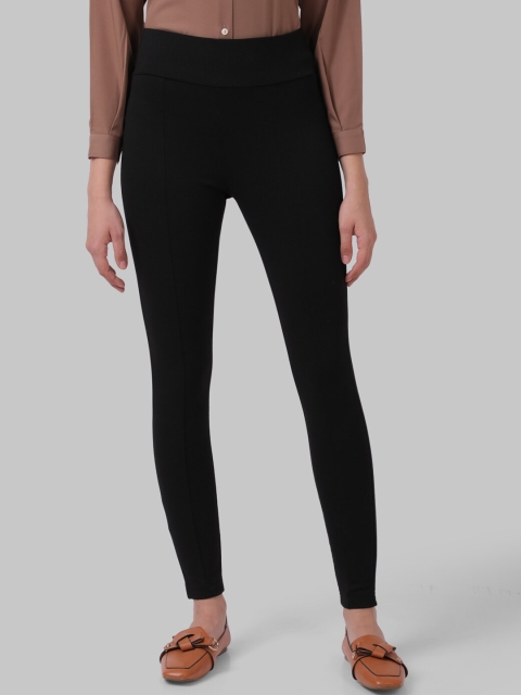 Park Avenue Woman Women Black Solid Slim-Fit Treggings