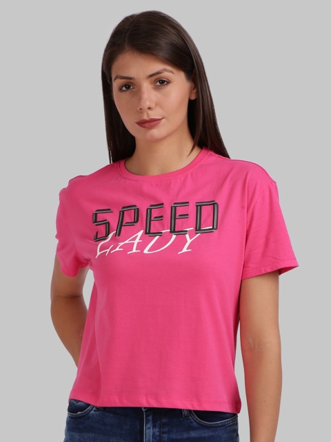 Parx Women Pink Typography Printed T-shirt