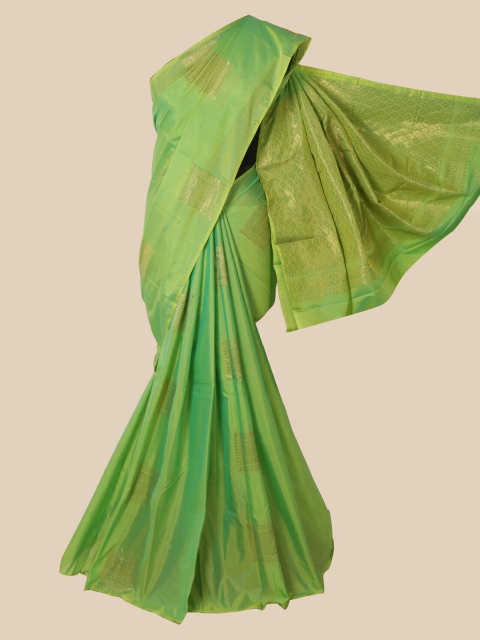 Pothys Green & Gold-Toned Woven Design Zari Silk Cotton Saree