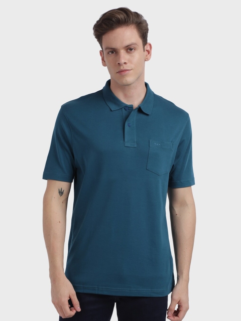 ColorPlus Men Blue Polo Collar T-shirt