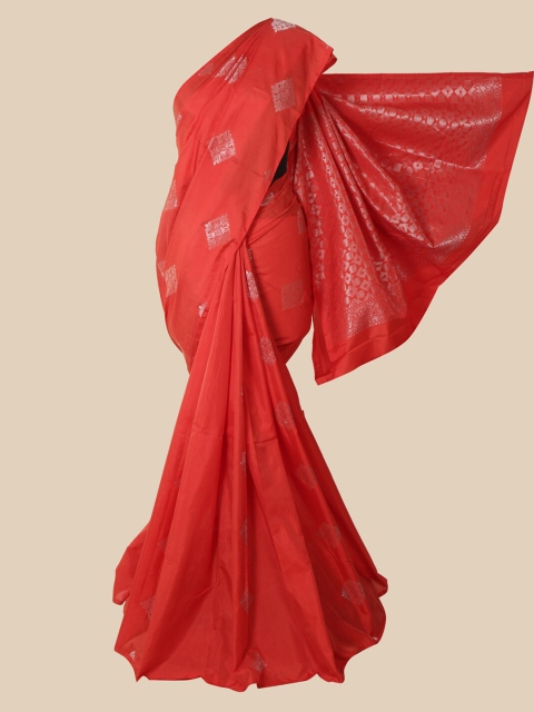 Pothys Peach Ethnic Motifs Silk Cotton Saree