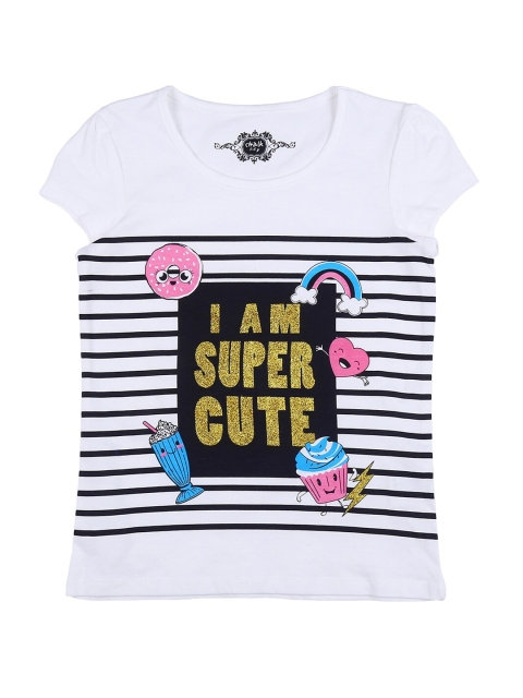 CHALK by Pantaloons Girls White & Black Striped T-shirt