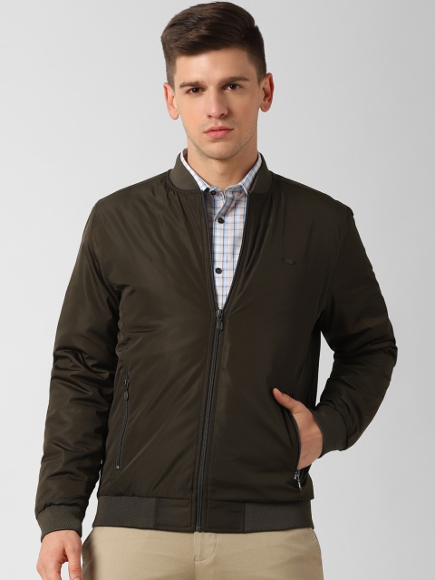 Peter England Casuals Men Olive Green Bomber Jacket