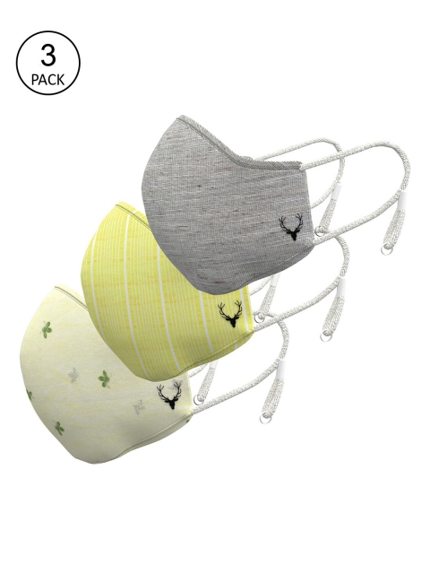 Allen Solly Women Pack Of 3 3-Ply Reusable Pure Cotton Protective Outdoor Masks, Yellow