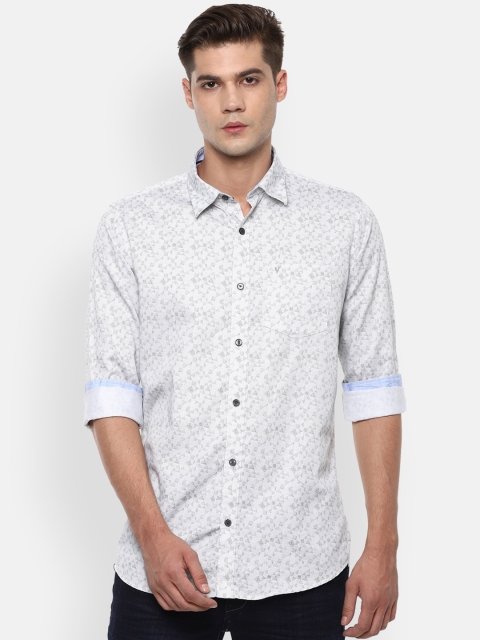 Van Heusen Sport Men White Slim Fit Printed Casual Shirt