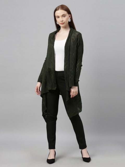 Park Avenue Woman Women Olive Front-Open Sweater