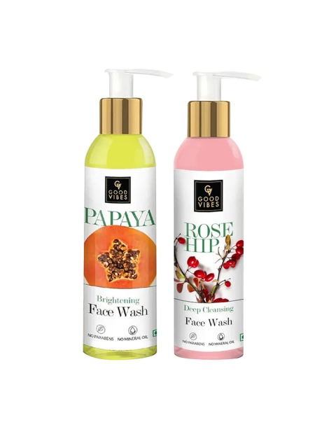 Good Vibes Face Wash Combo - Papaya, Rosehip 120ml Each, White